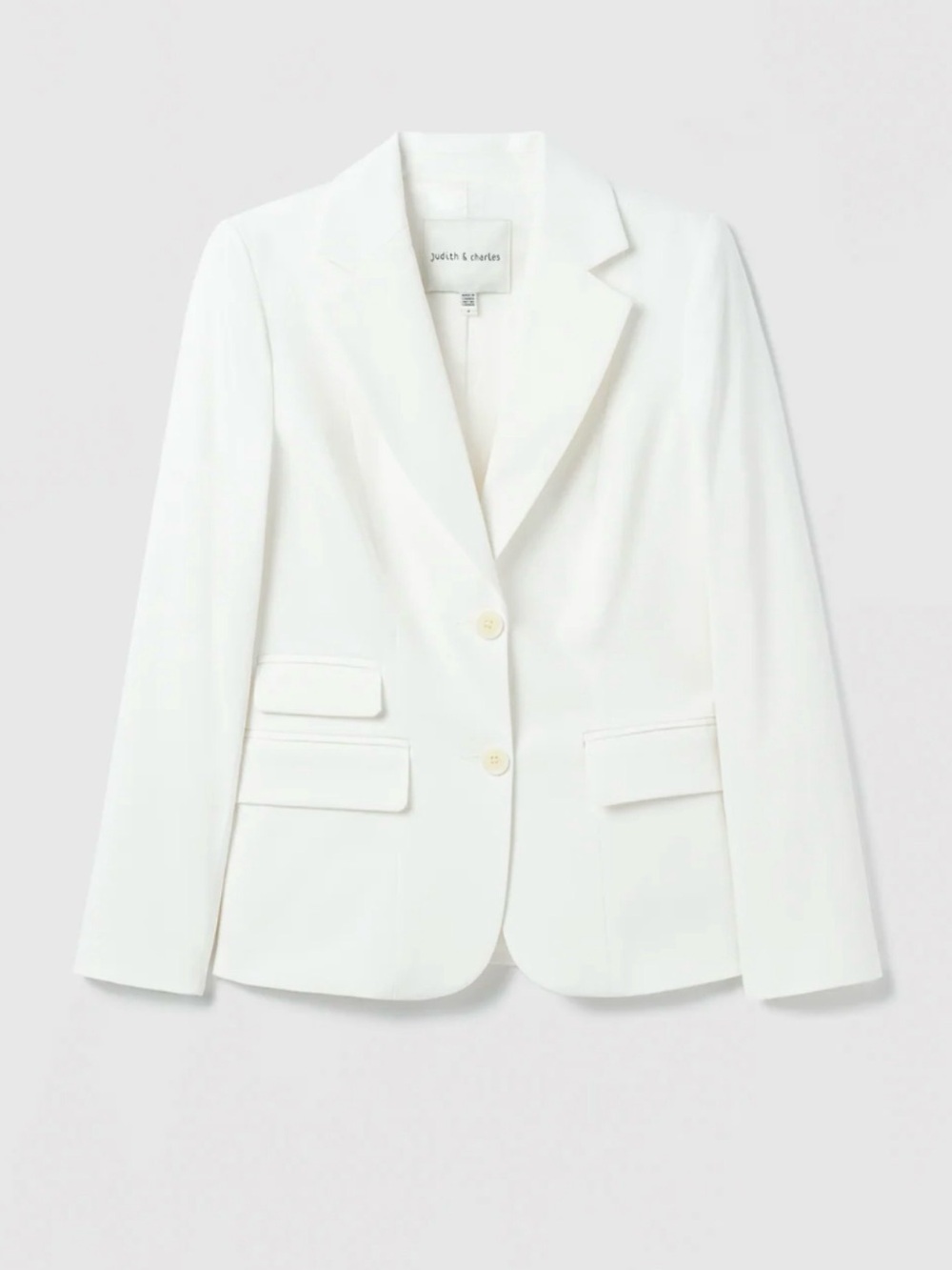 Judith & Charles Cream Tailored Two-Button Blazer